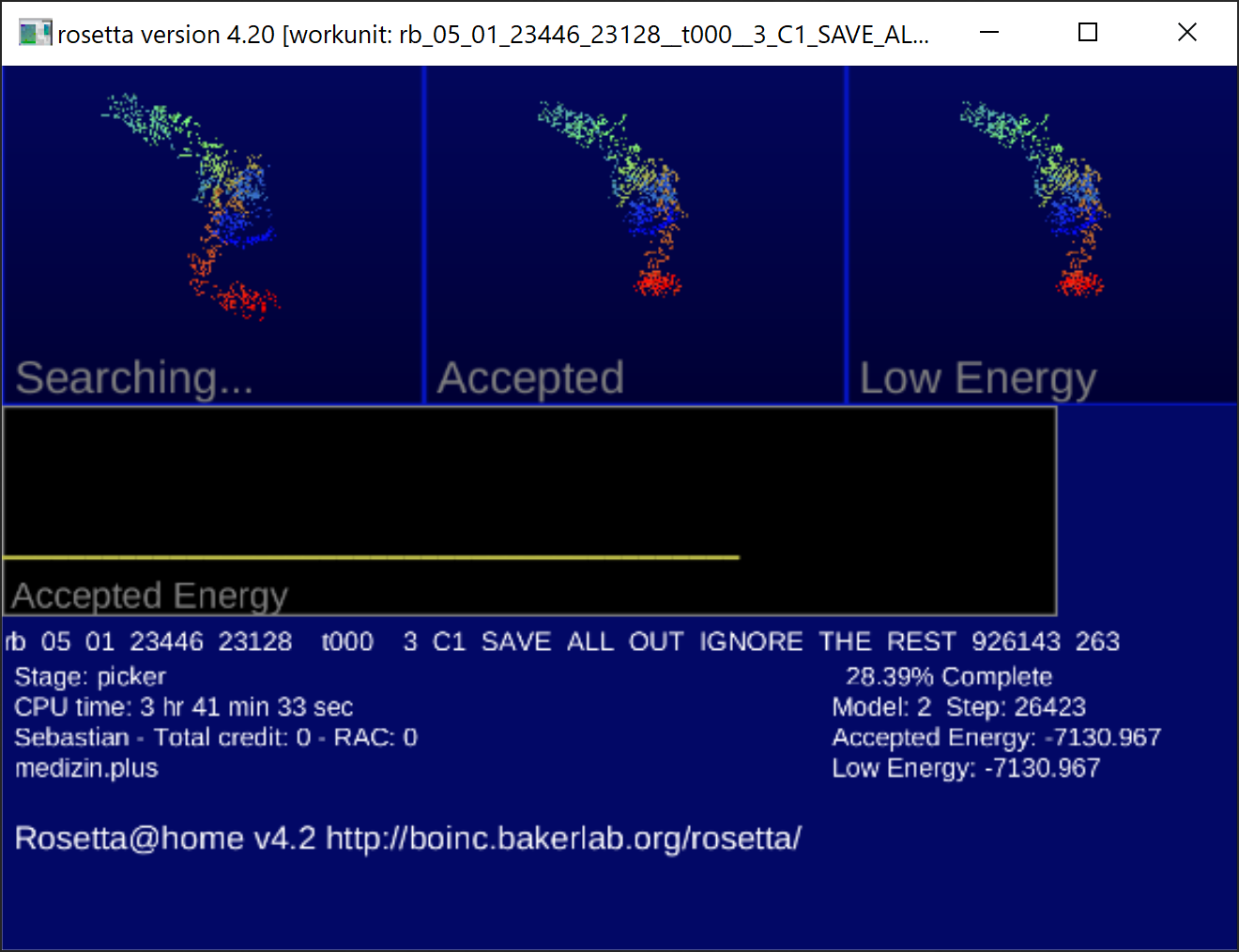Screenshot: rosetta@home
